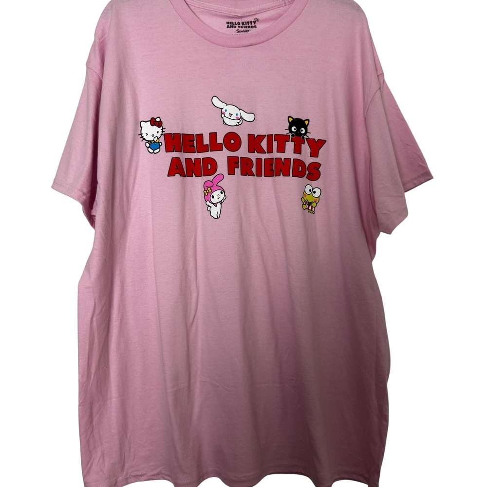 Sanrio Hello Kitty and Friends Pink Graphic T-Shirt Hybrid Apparel Cotton L